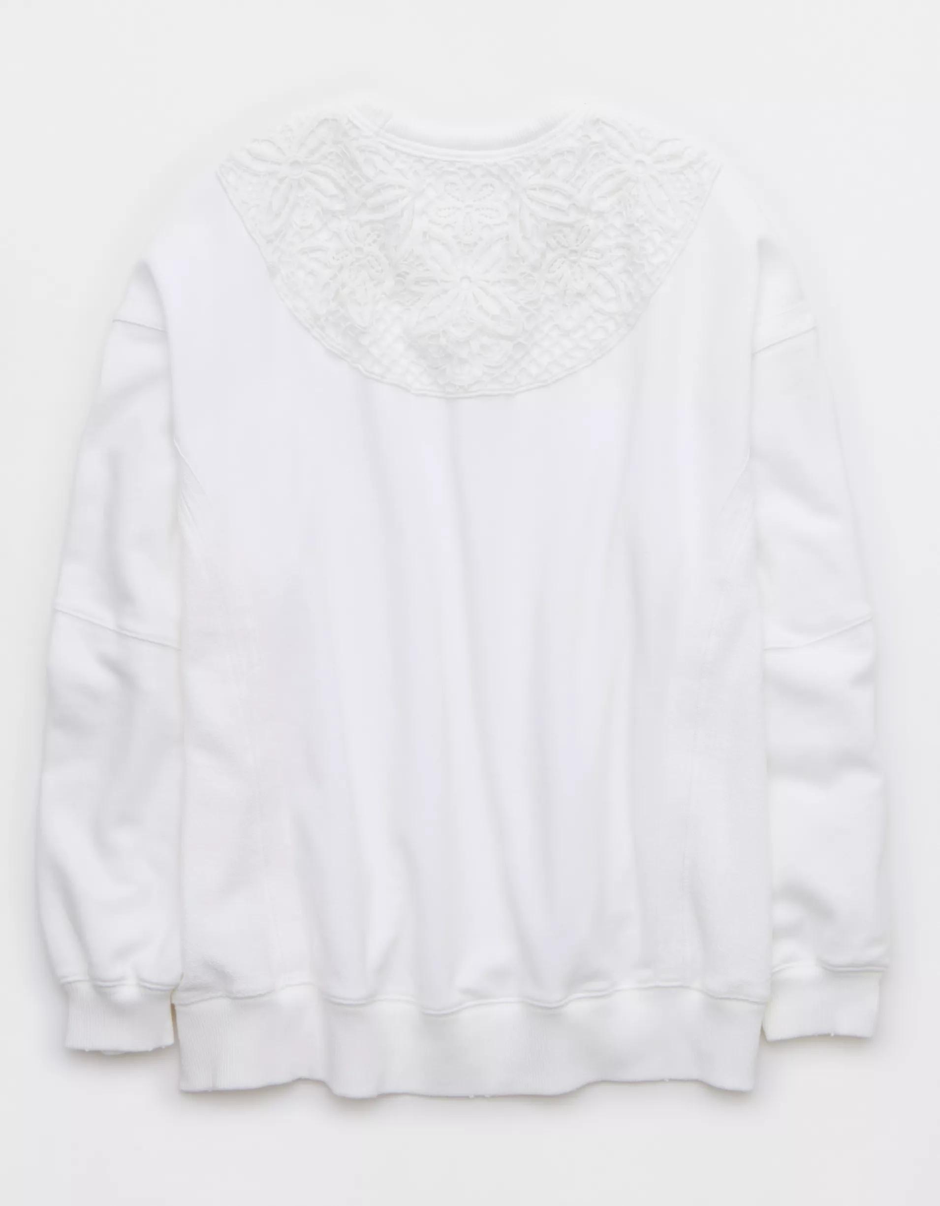 Aerie Keep It Light Crochet Crew Sweatshirt Product Image