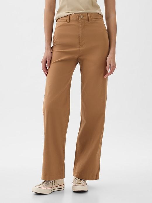 High Stride Wide-Leg Ankle Khakis Product Image