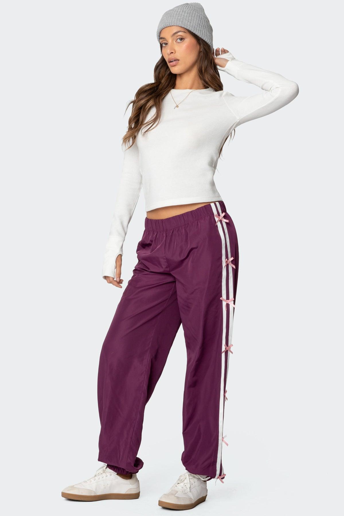 Bow Stripe Nylon Track Pants Product Image