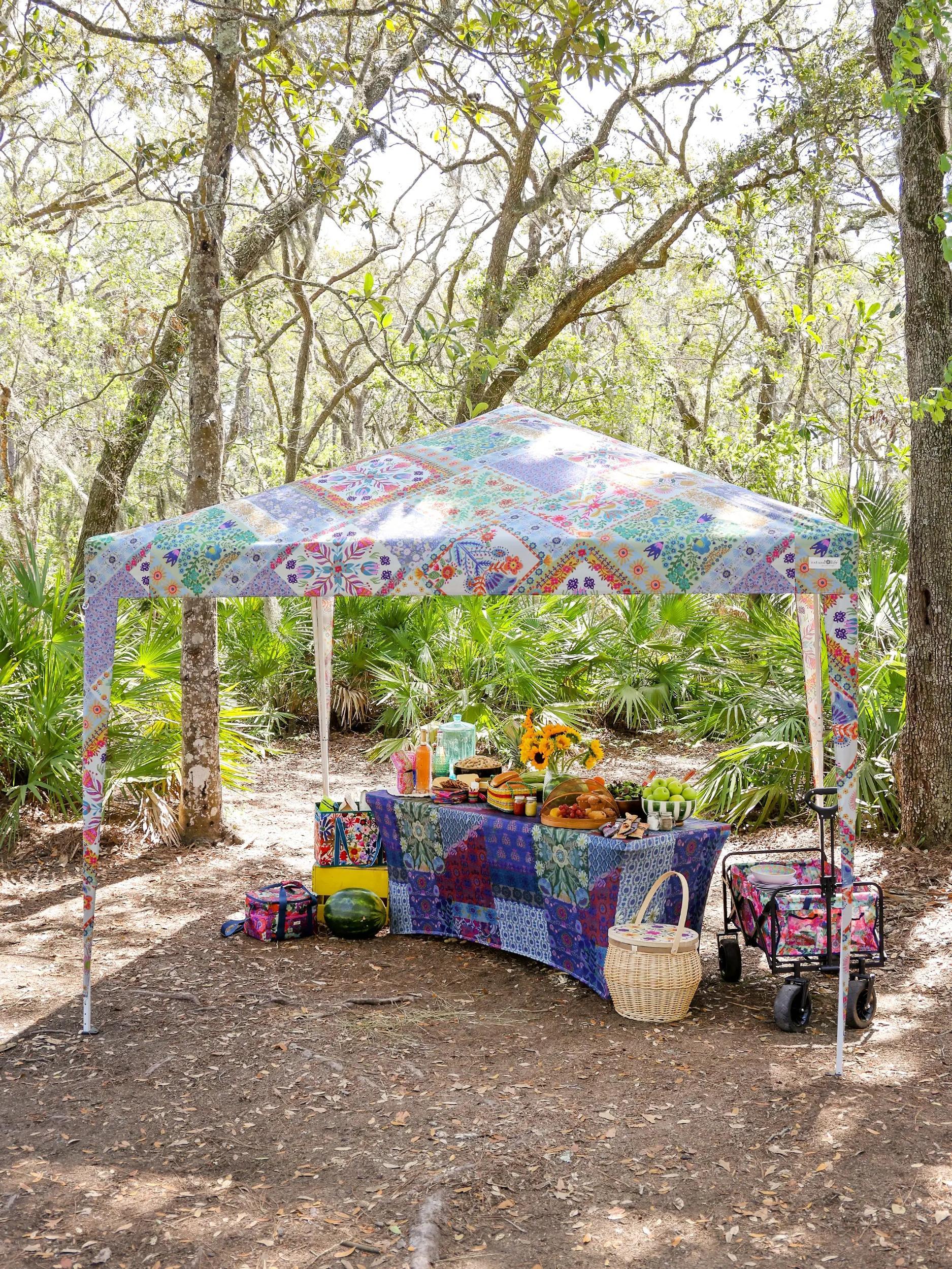 Live Happy Instant Canopy Tent - Dark Teal Floral Product Image
