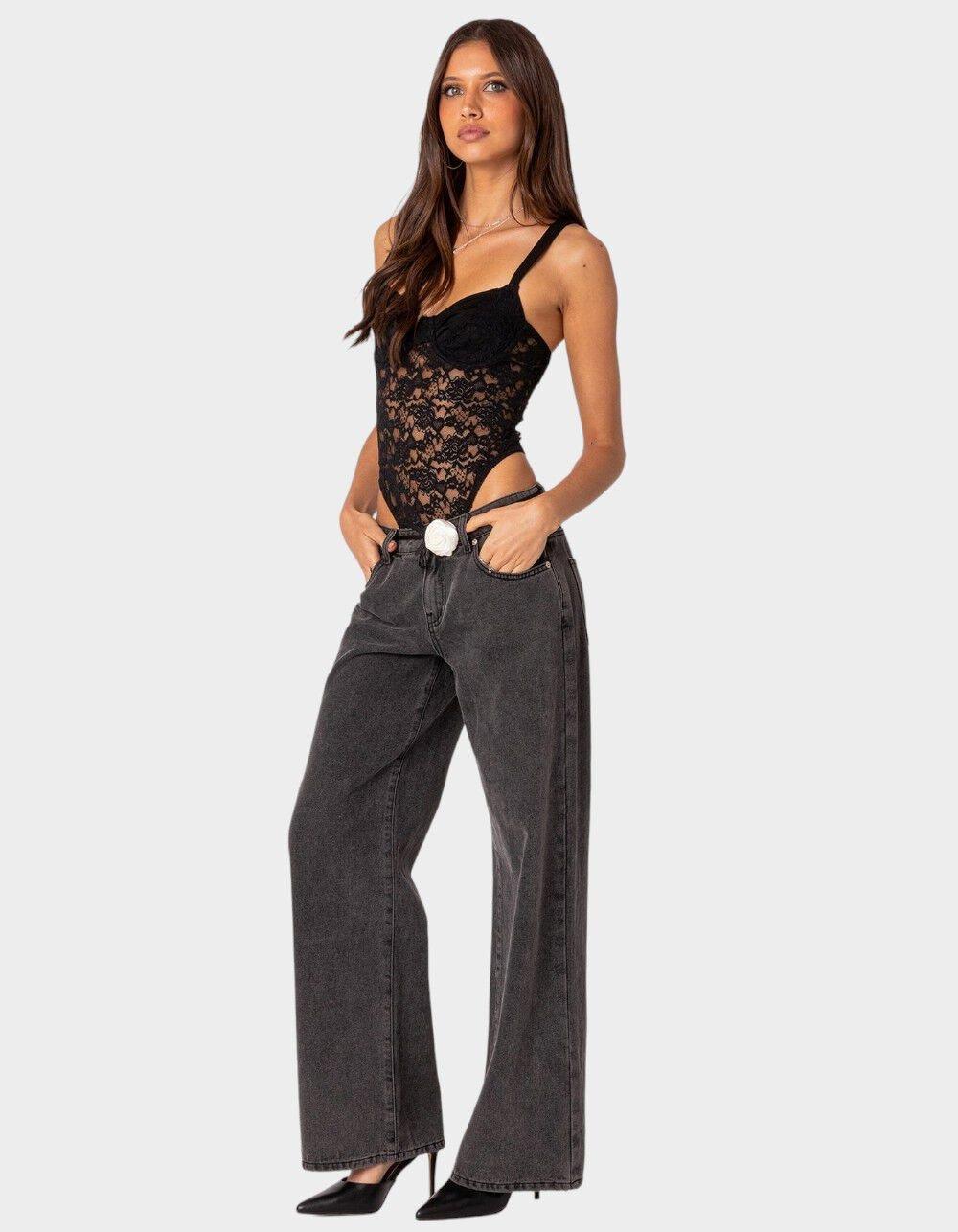 EDIKTED Lace & Satin Cupped Bodysuit Product Image