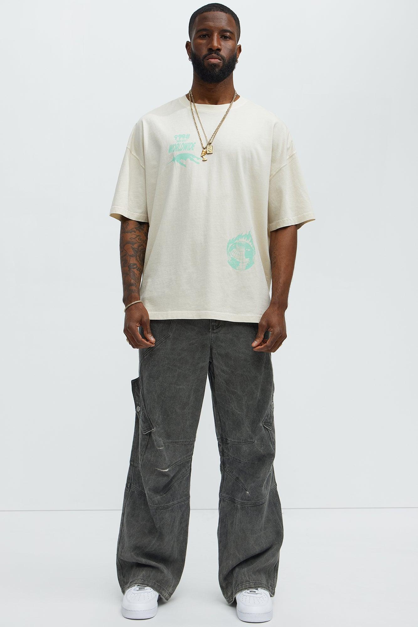 Brutalism Oversized Short Sleeve Tee - Cream Product Image