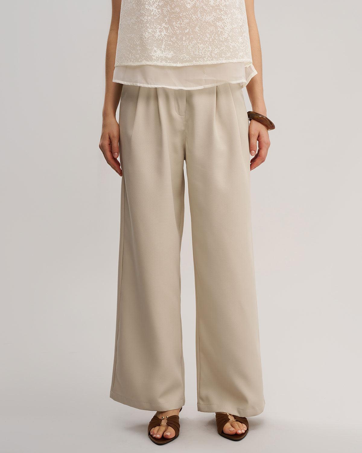 Apricot Ruched Straight Pants Product Image