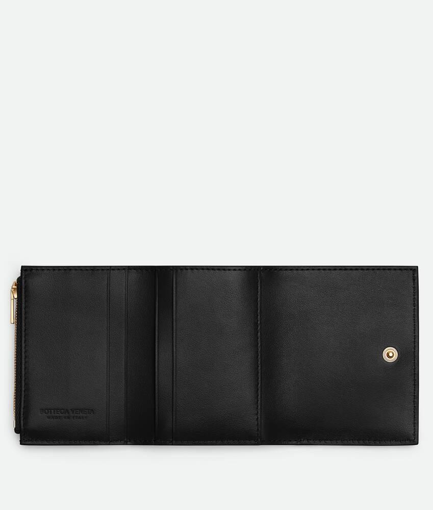 Women's Intrecciato Small Tri-fold Wallet in Black Product Image