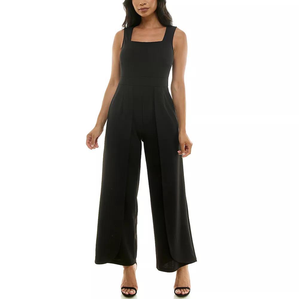 Women's Nina Leonard Squareneck Wide-Leg Jumpsuit, Size: Large, Raisin Product Image