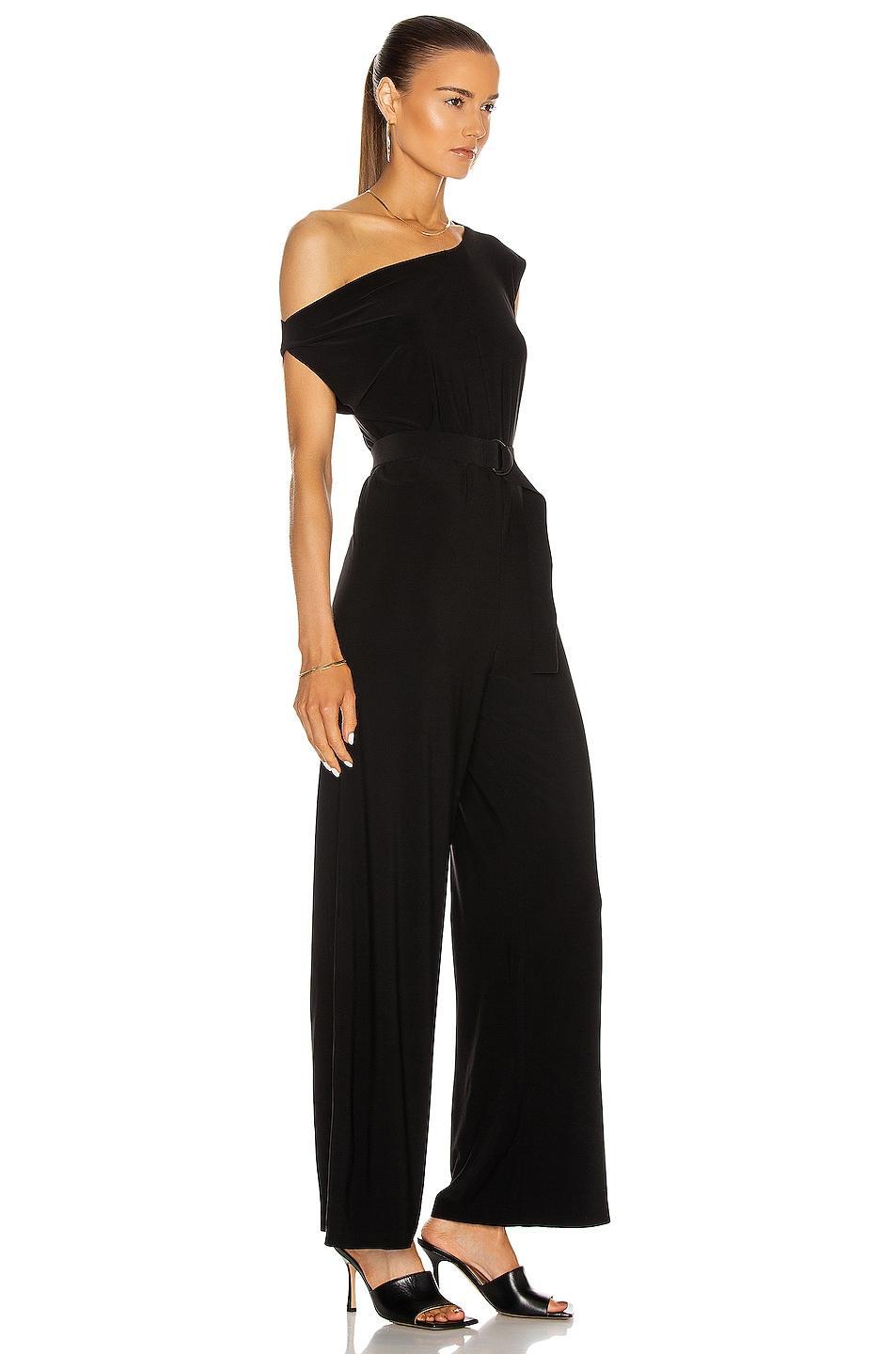 Womens Asymmetric Drop-Shoulder Wide-Leg Jumpsuit Product Image