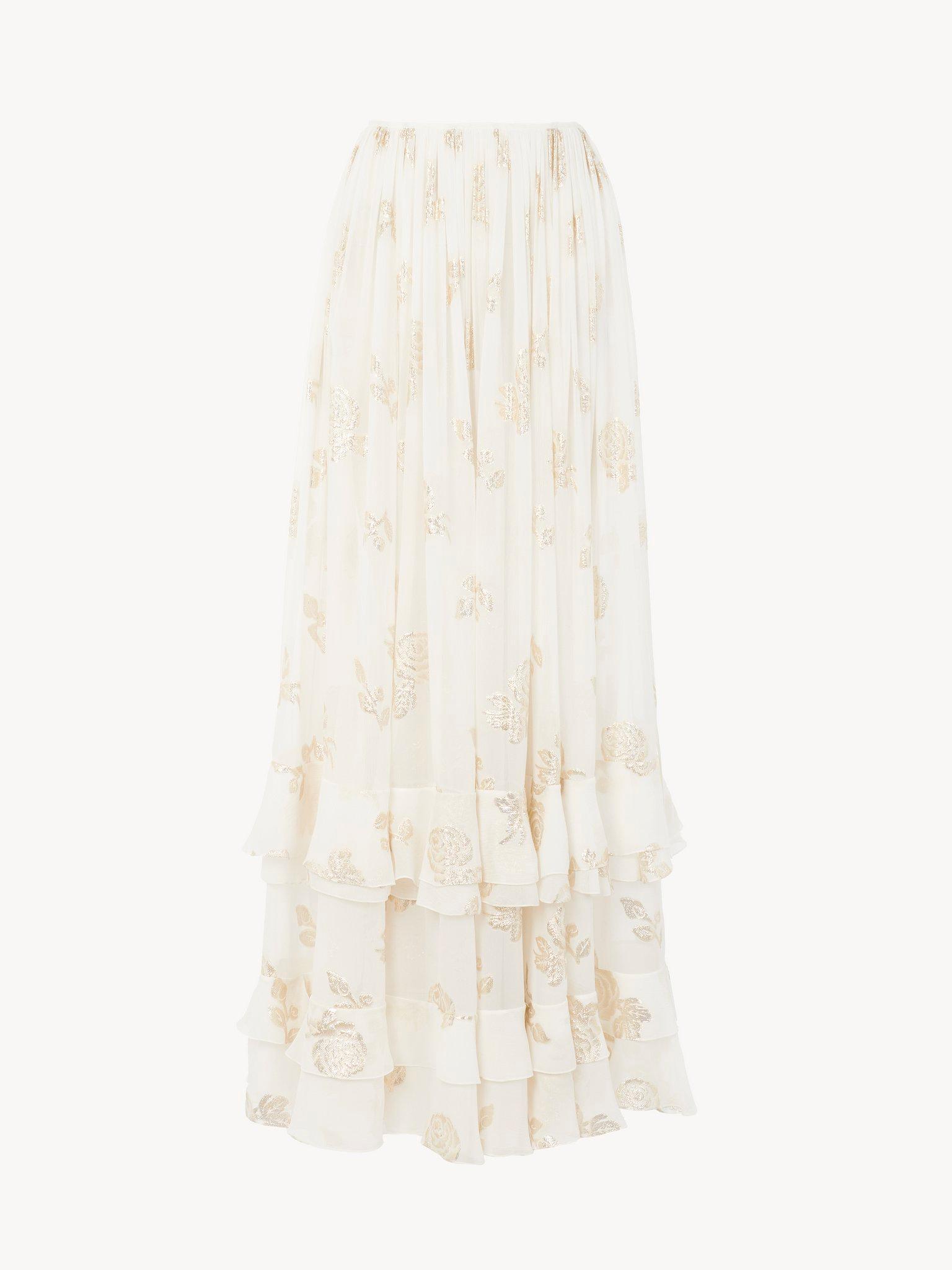Fluid maxi skirt in silk jacquard & lurex Product Image