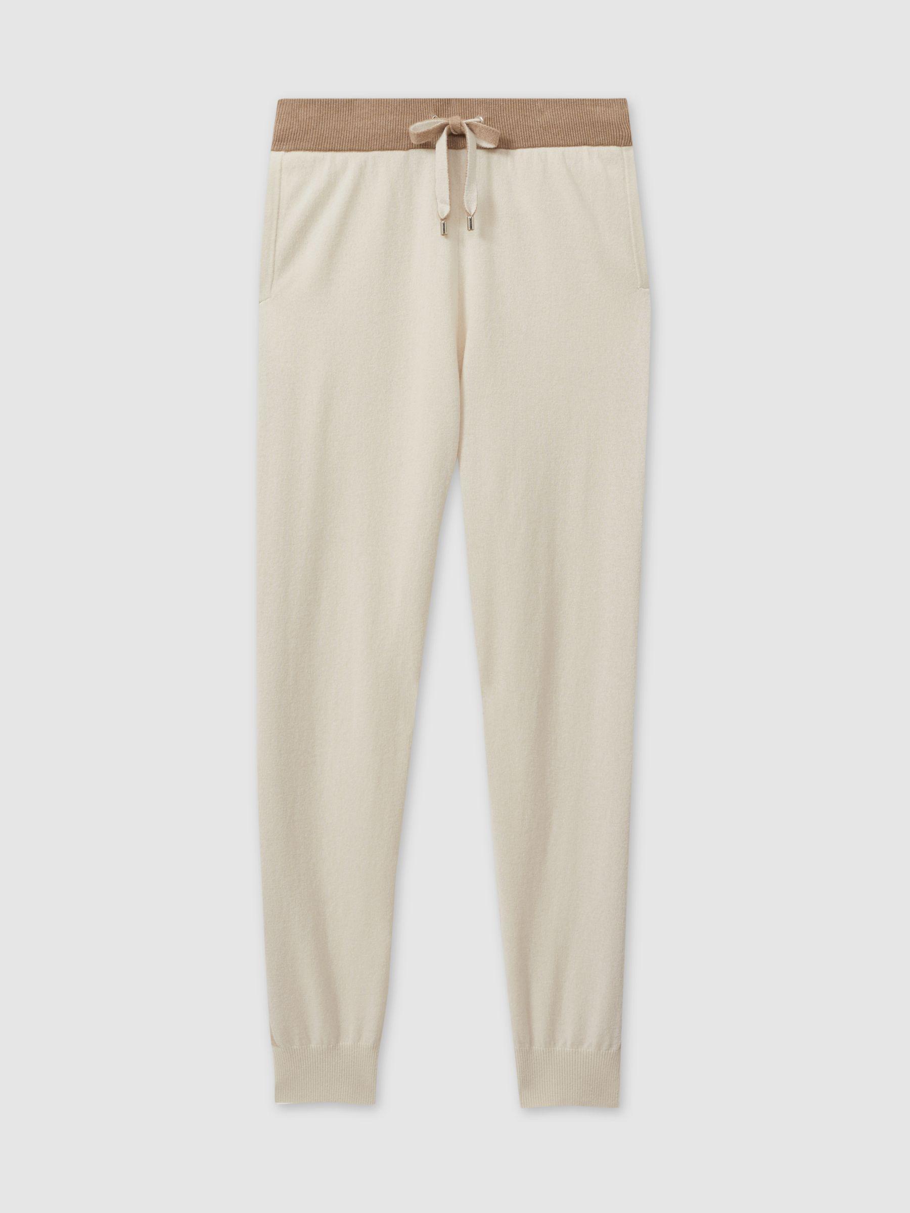 Eve Camel/Ivory Wool Blend Colourblock Joggers Product Image