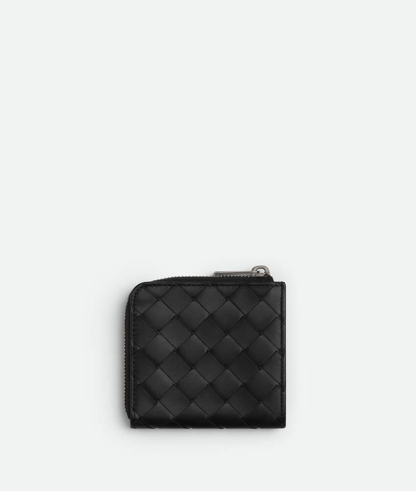 Men's Intrecciato Square Zip Around Wallet in Black Product Image