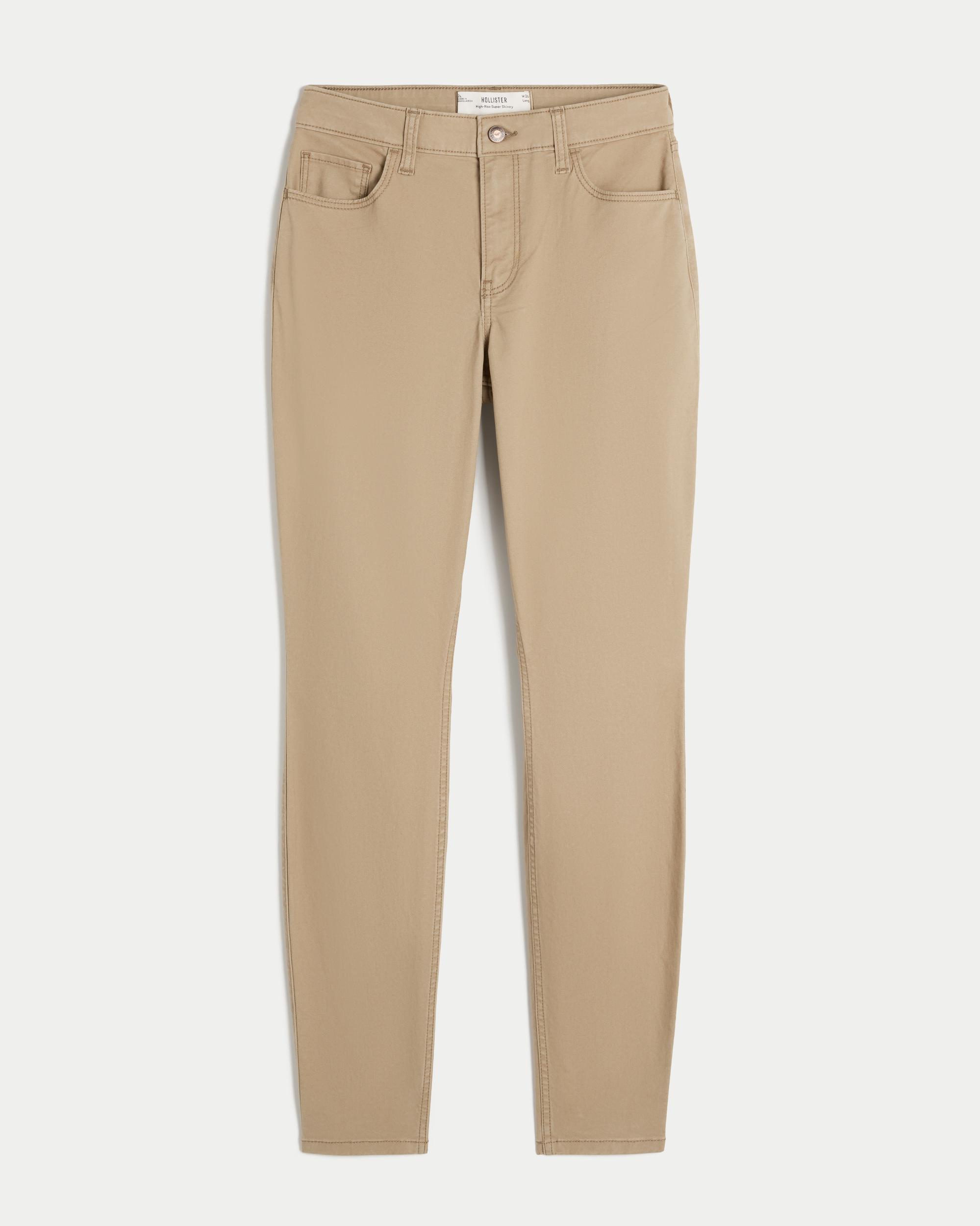 High-Rise Khaki Super Skinny Pants Product Image