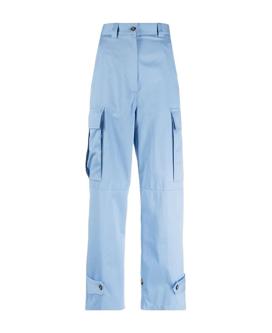 MSGM Cropped High-waist Trousers In Blue Product Image