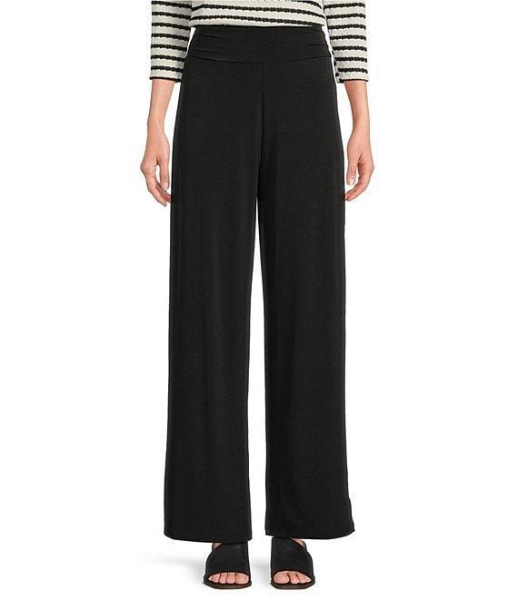 I.N. Studio Stretch Knit Ruched Waist Wide Leg Pull-On Ankle Pants Product Image