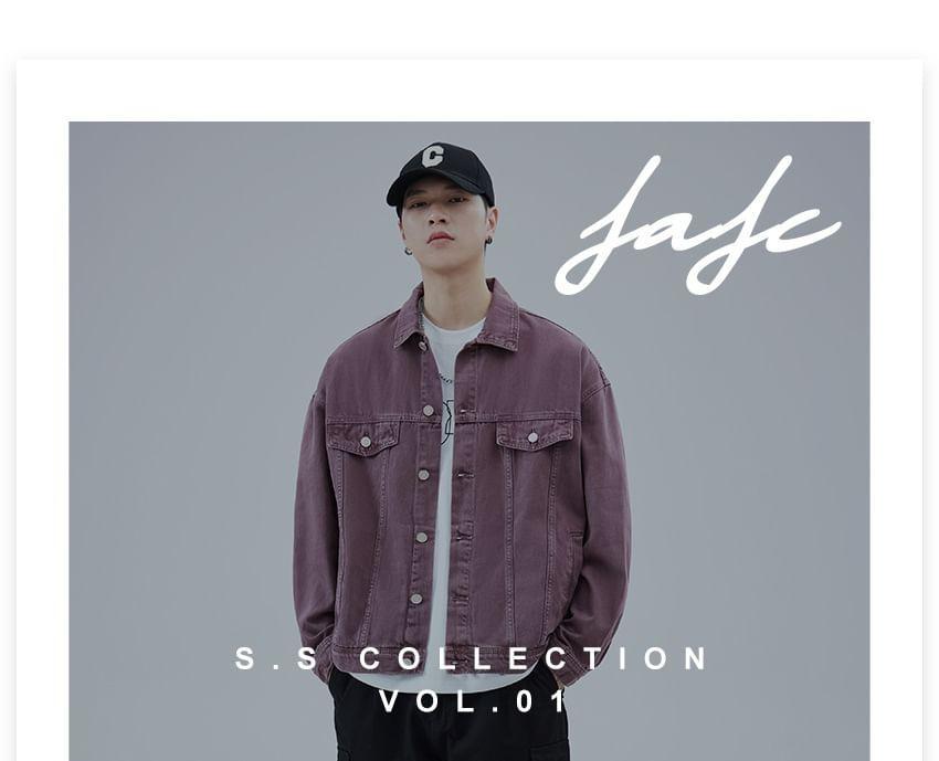 Plain Denim Single-Breasted Jacket Product Image