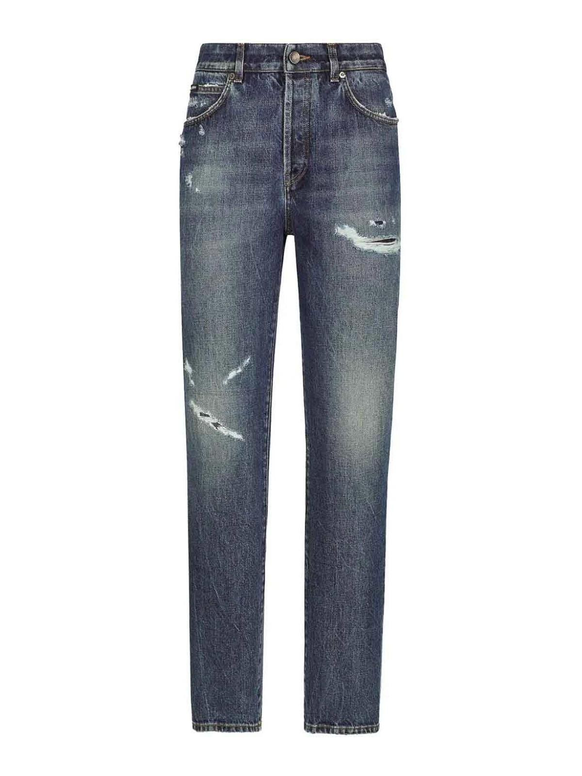 DOLCE & GABBANA Jeans Im Distressed-look In Blue Product Image