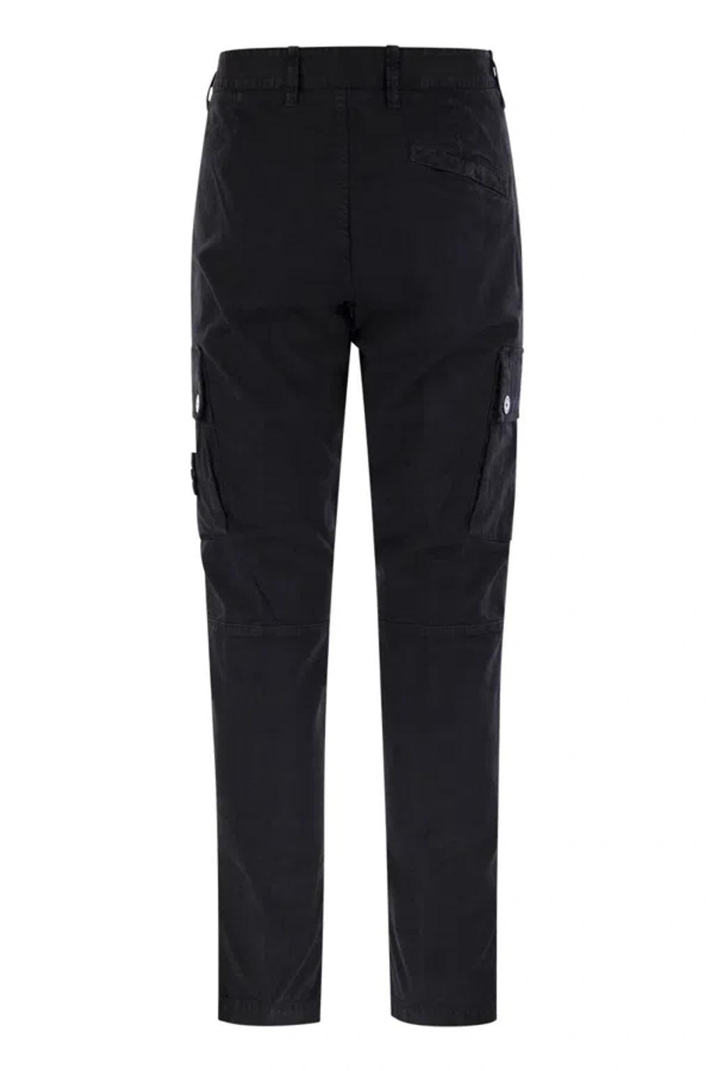 STONE ISLAND Cotton Cargo Trousers With Pockets In Blue Product Image