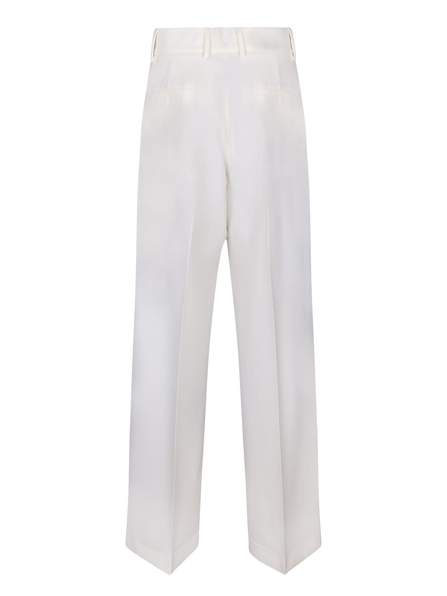 MSGM Cropped Ivory Trousers In White Product Image