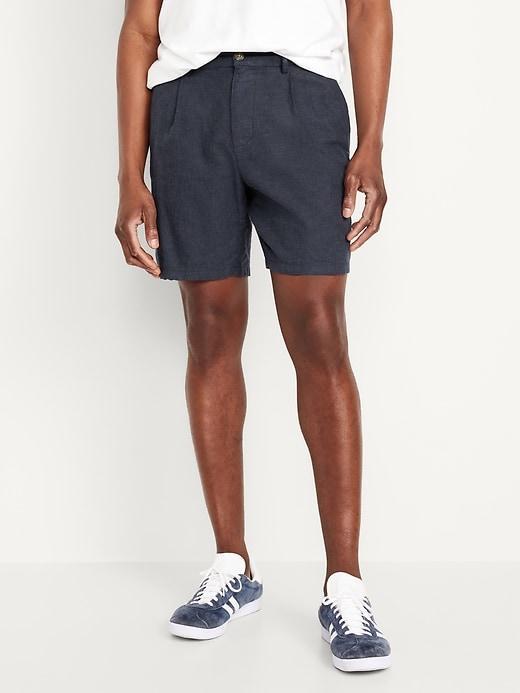 Slim Linen-Blend Chino Shorts -- 7-inch inseam Product Image