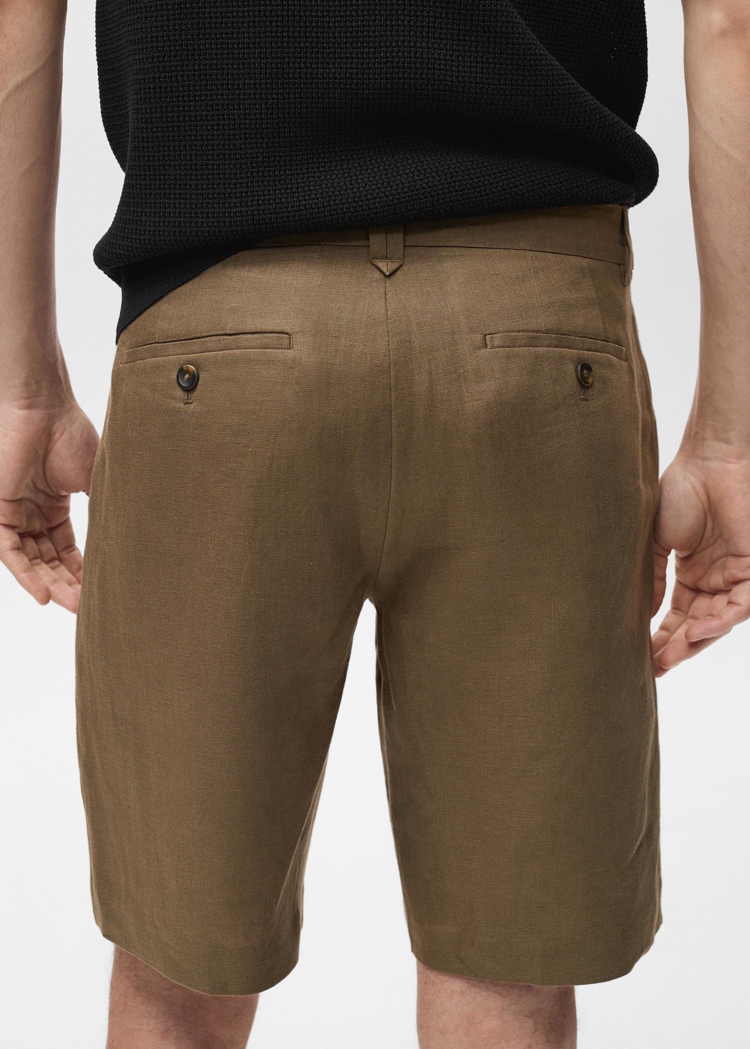 Slim-fit 100% linen bermuda shorts - Men | MANGO USA Product Image