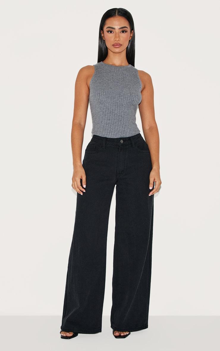 Petite Charcoal Knitted Tie Back Bodysuit Product Image