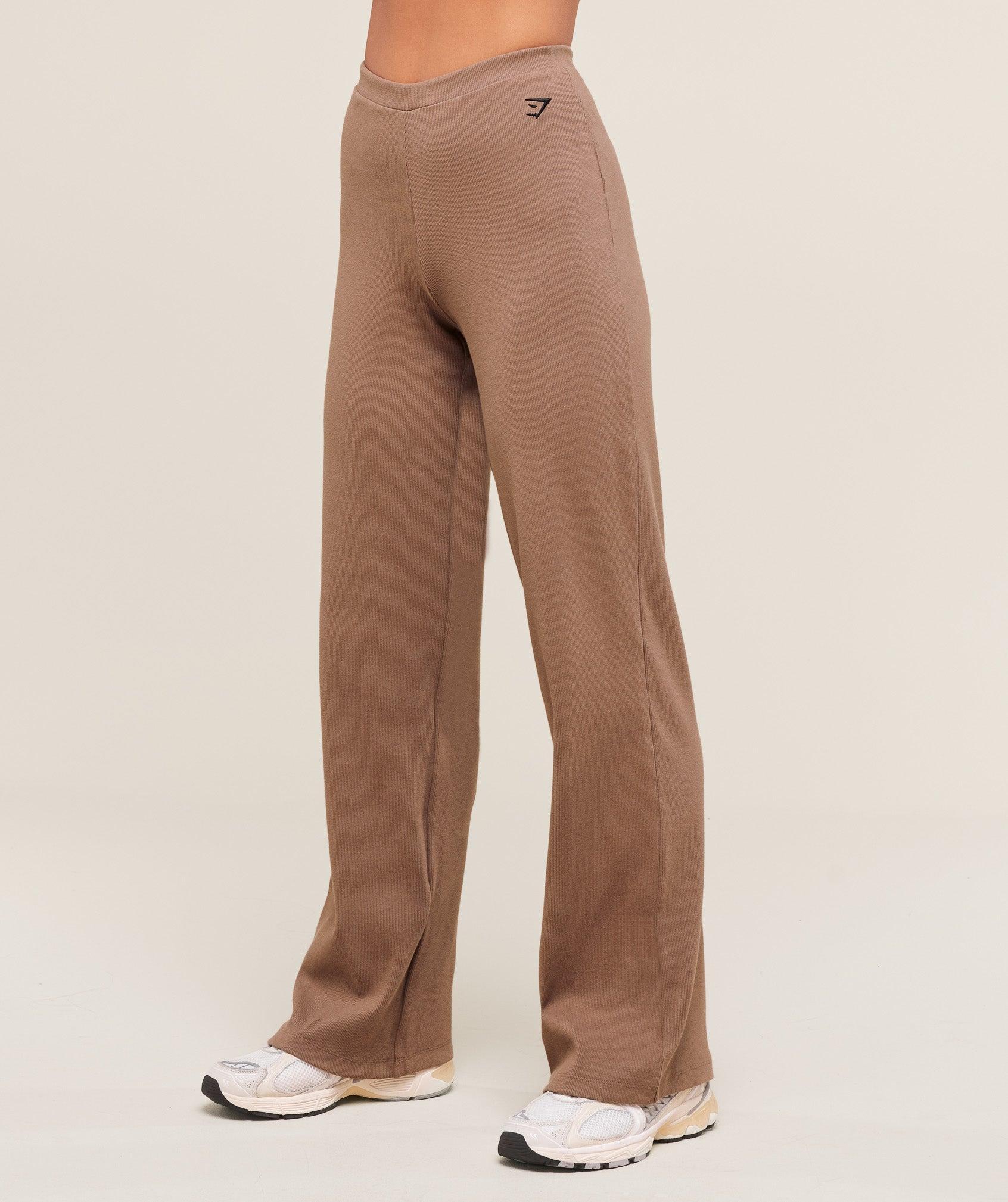 Ribbed Cotton Straight Leg Pants Product Image