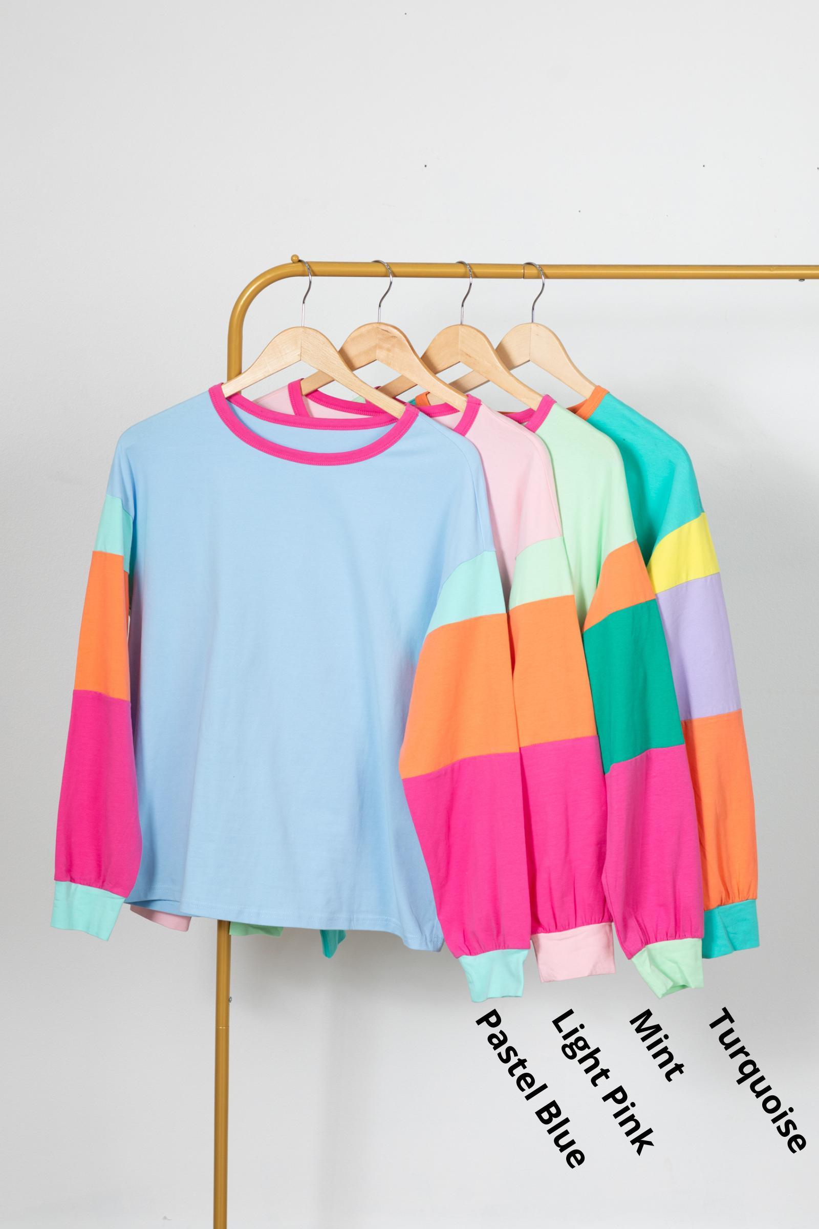 Colorblock Long Sleeve Relaxed Fit Top Product Image