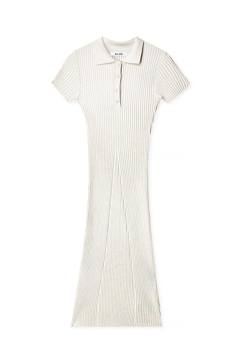 Knitted Short Sleeve Button Dress Product Image
