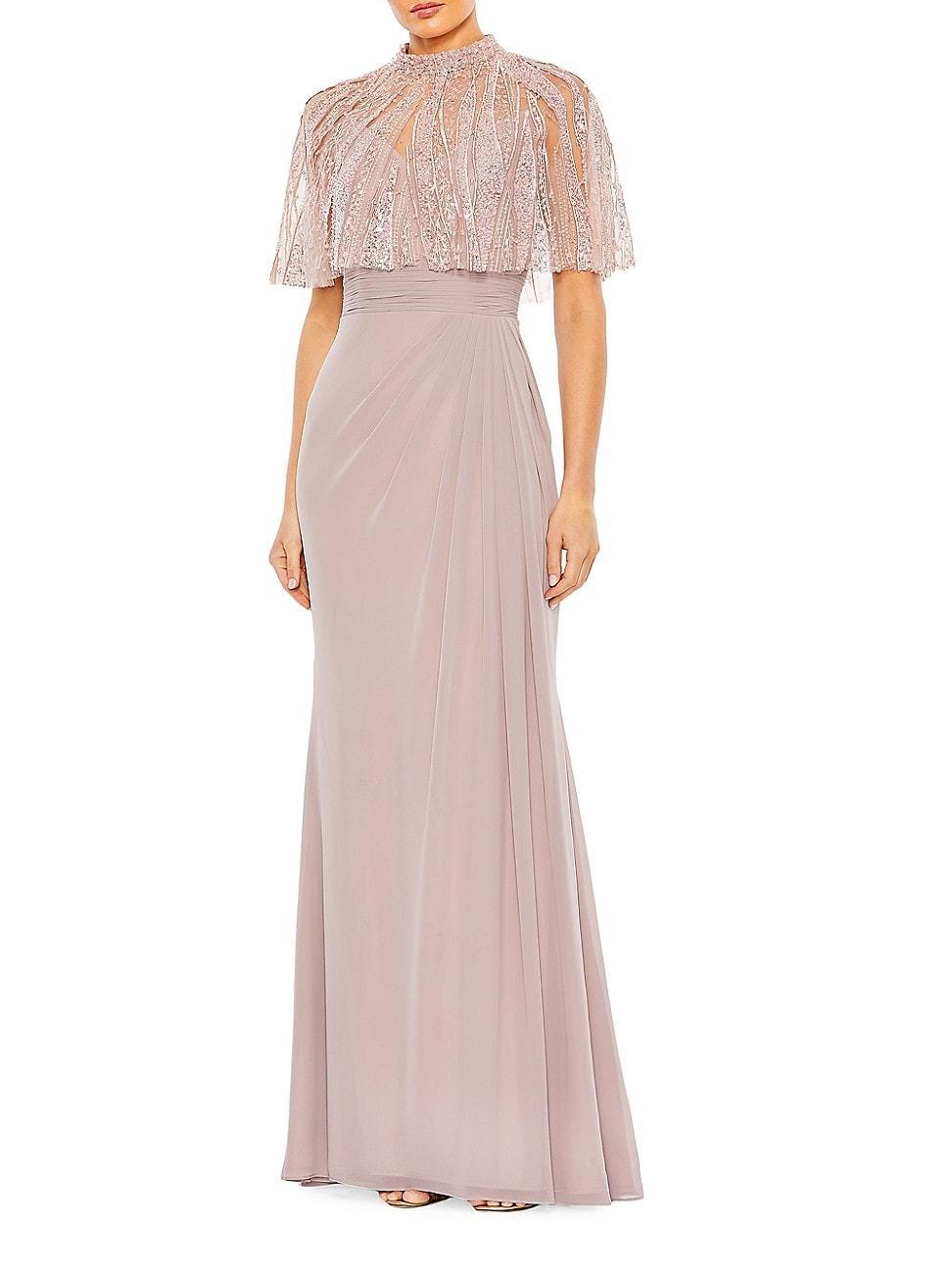 Womens Embellished Butterfly-Sleeve Gown Product Image