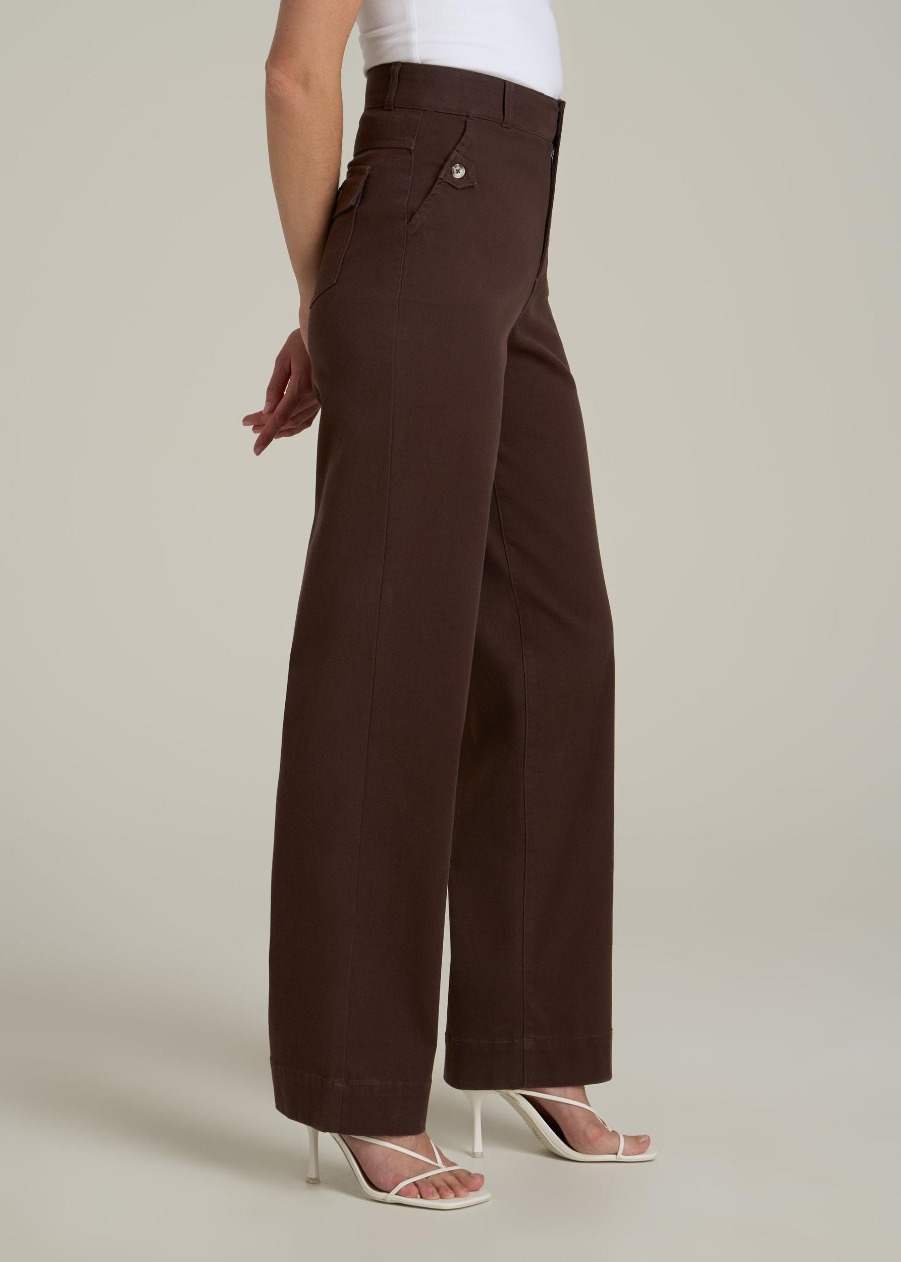 Stretch Twill Wide Leg Pant for Tall Women in Espresso Product Image