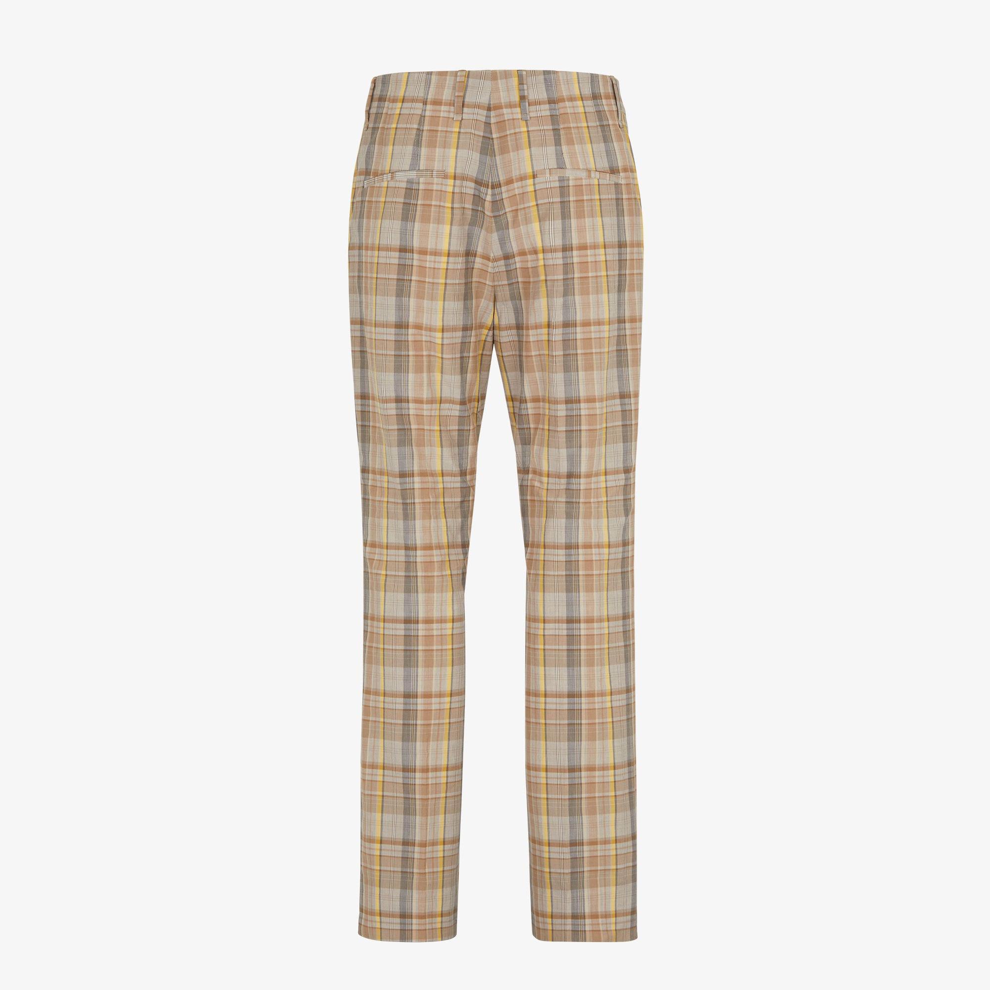 PantsBeige cotton check pants Product Image