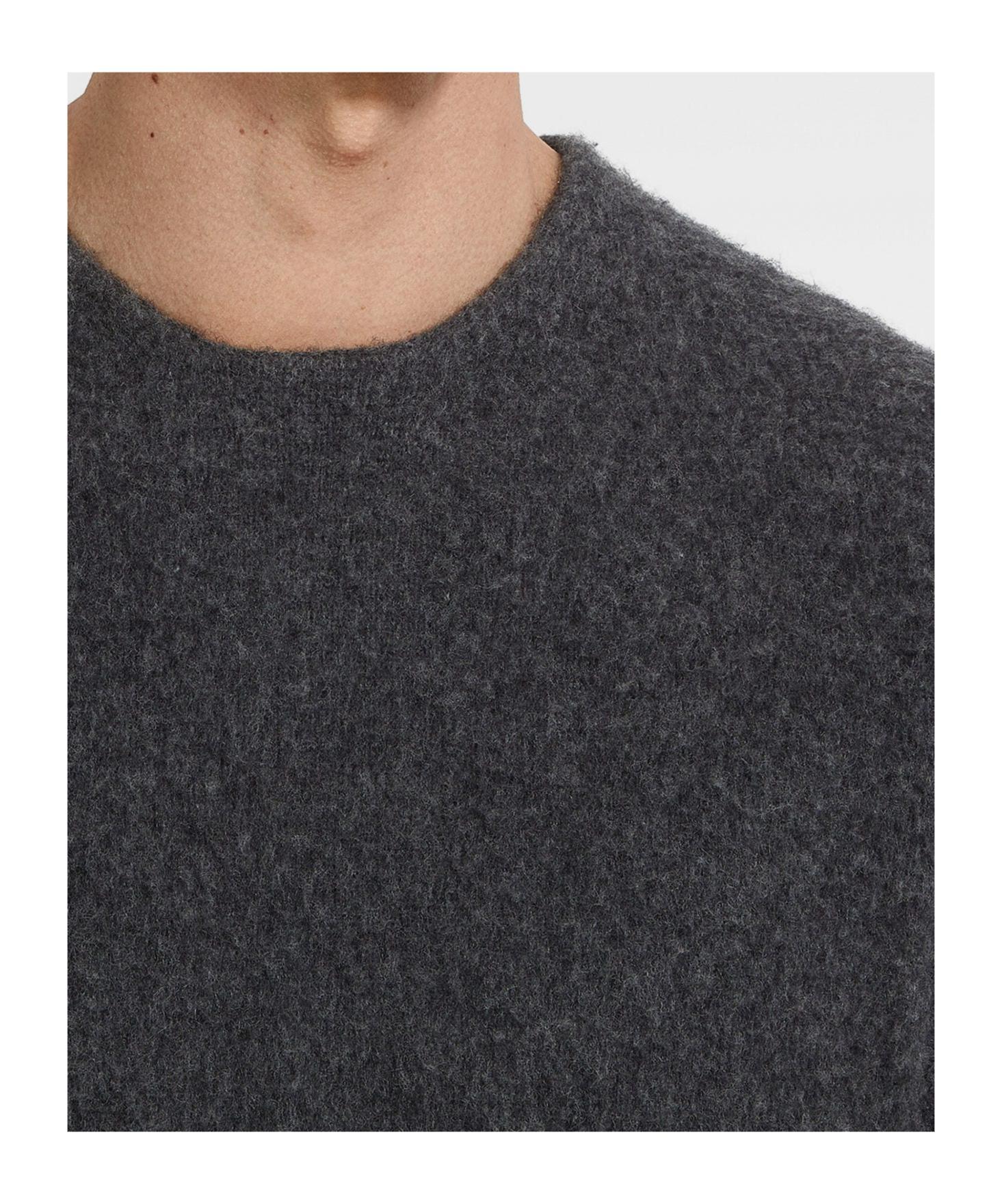 ZEGNA Dark Grey Mélange Oasi Cashmere Crewneck In Gris Foncé Chiné Product Image