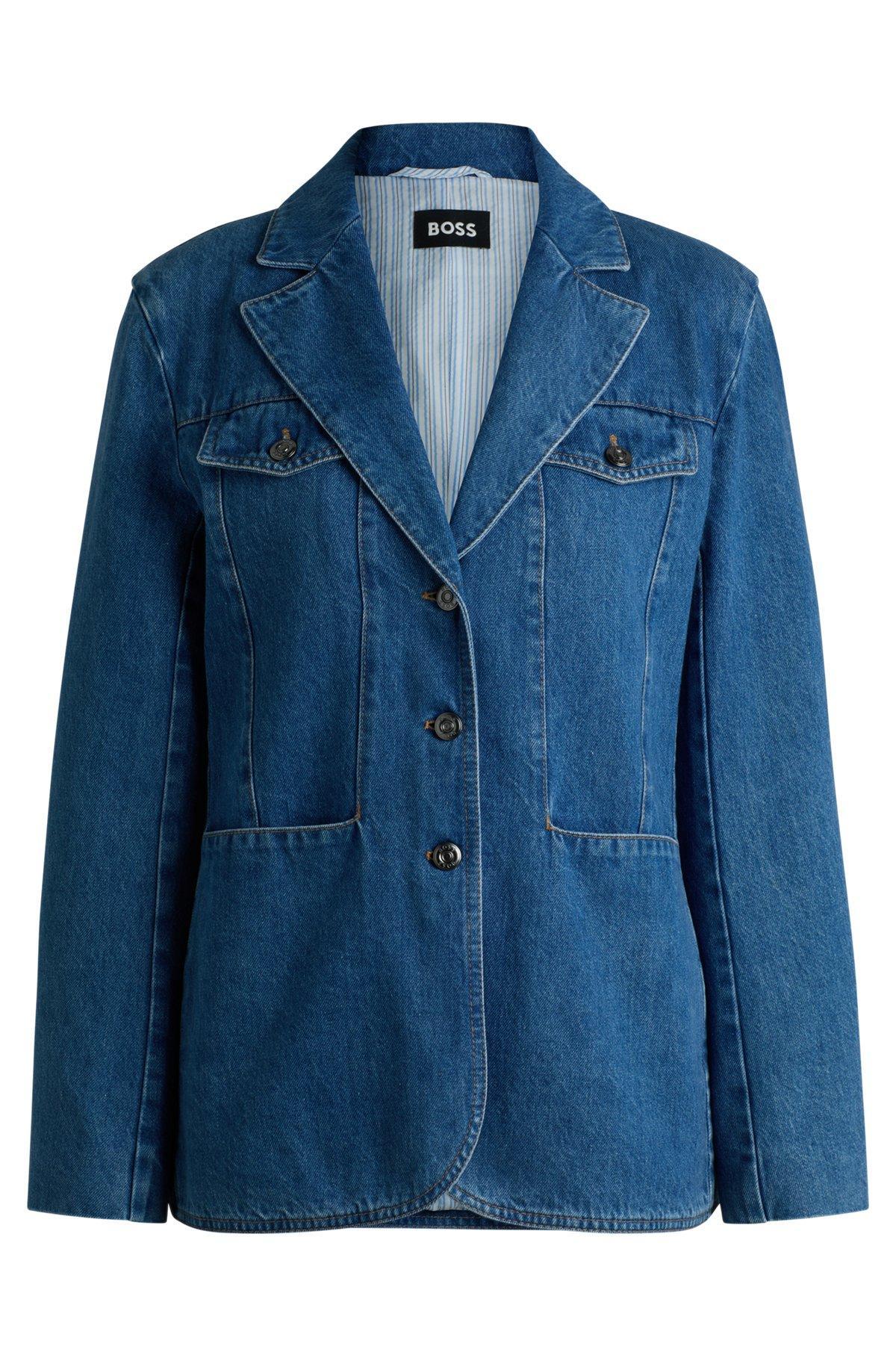 BOSS - Slim-fit blazer in blue selvedge denim - Blue Product Image