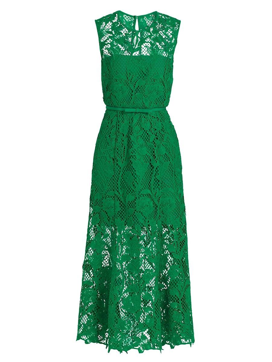 Womens Lace Sleeveless Midi-Dress Product Image