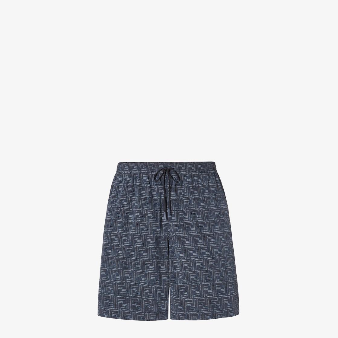 Swim ShortsDenim-effect blue FF nylon shorts Product Image