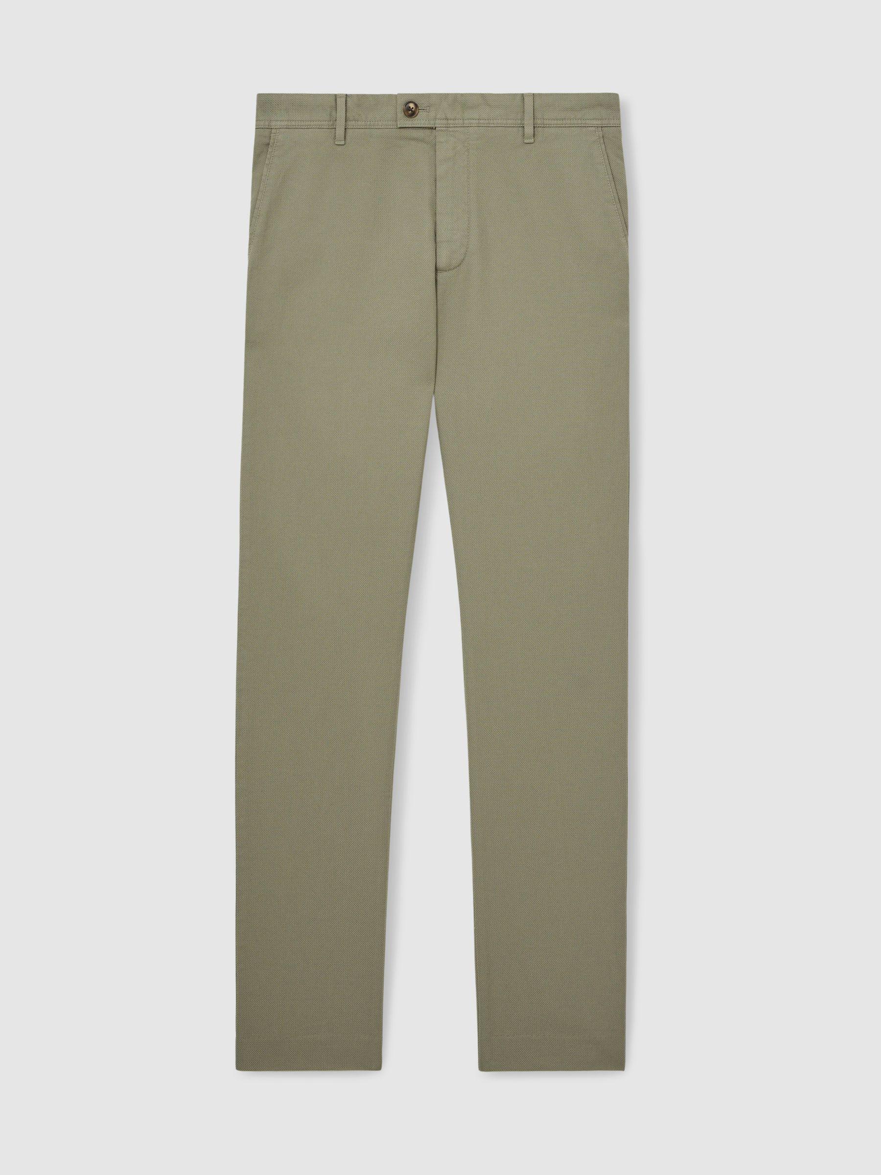 Cotton-Piqué Slim-Fit Chinos in Khaki Green Product Image