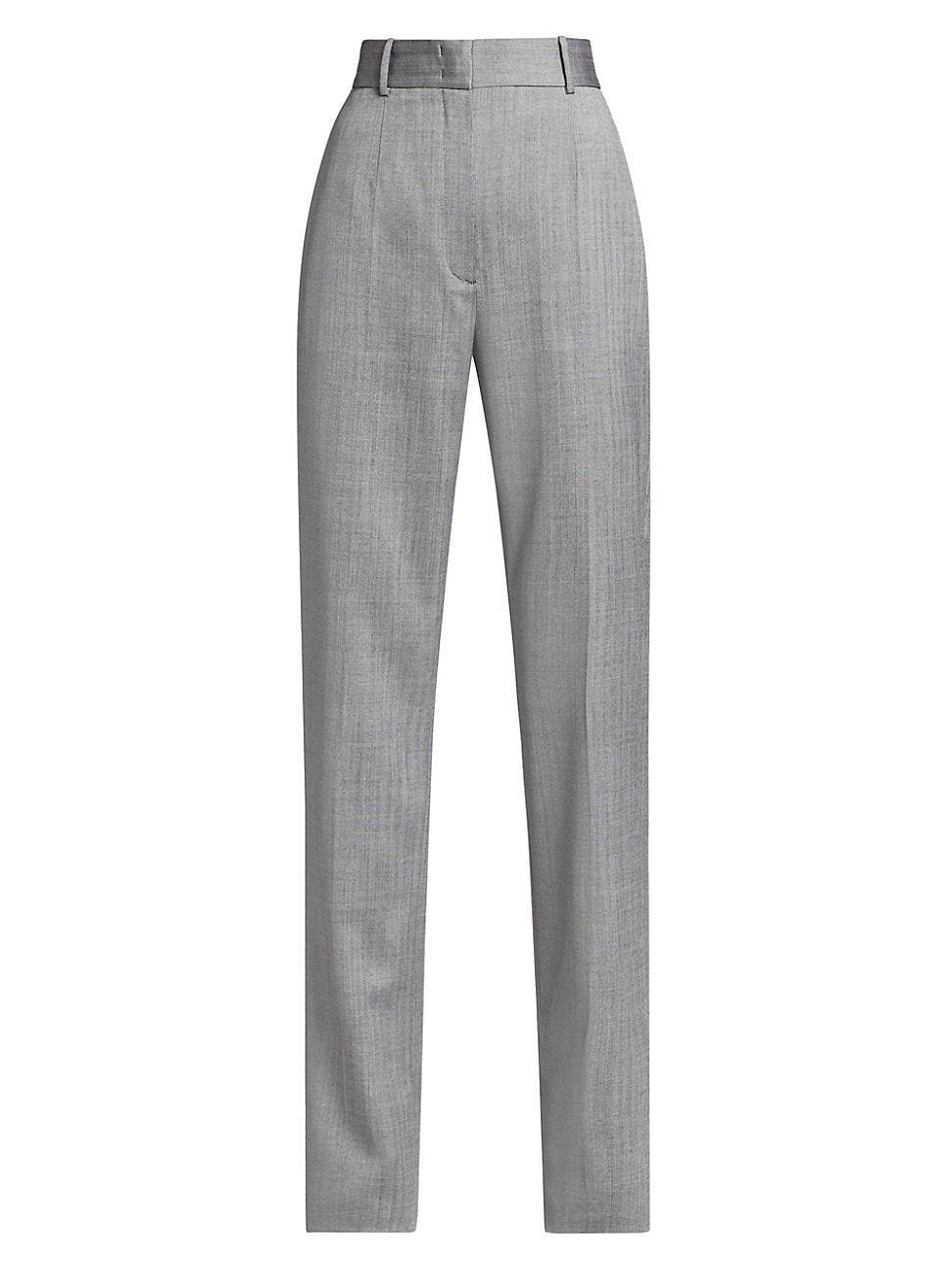 Womens Herringbone Wool Straight Pants Product Image