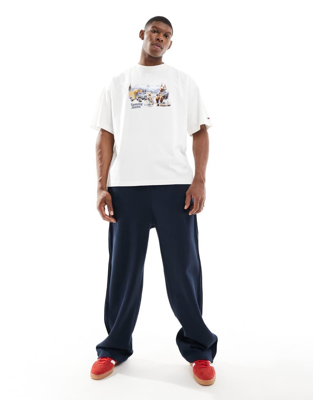 Tommy Jeans fun camping graphic T-shirt in white Product Image