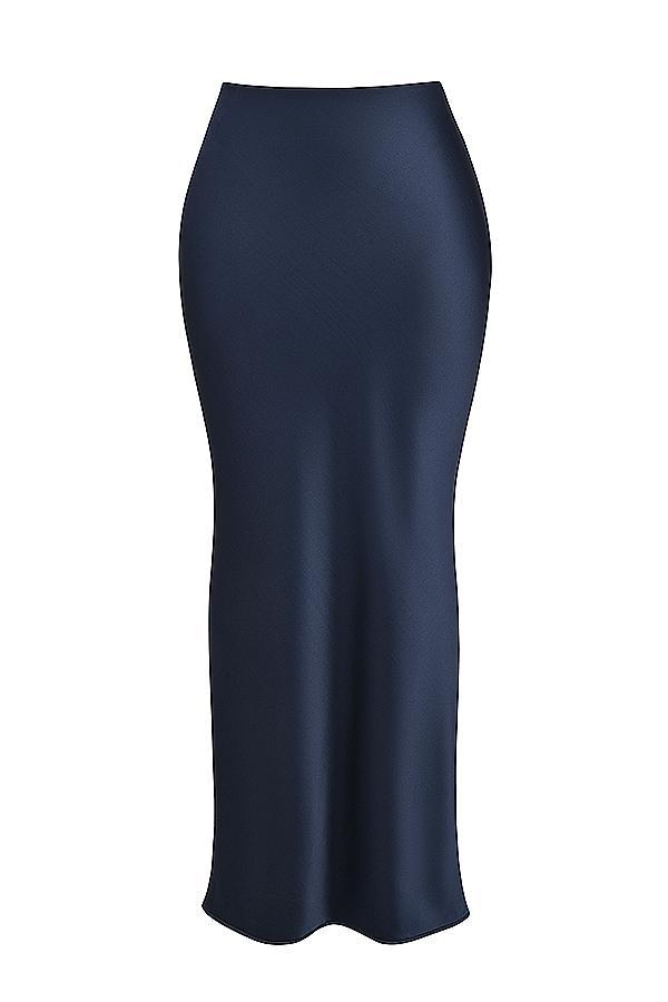 Charlene  navy satin bias cut maxi skirt - sale Product Image