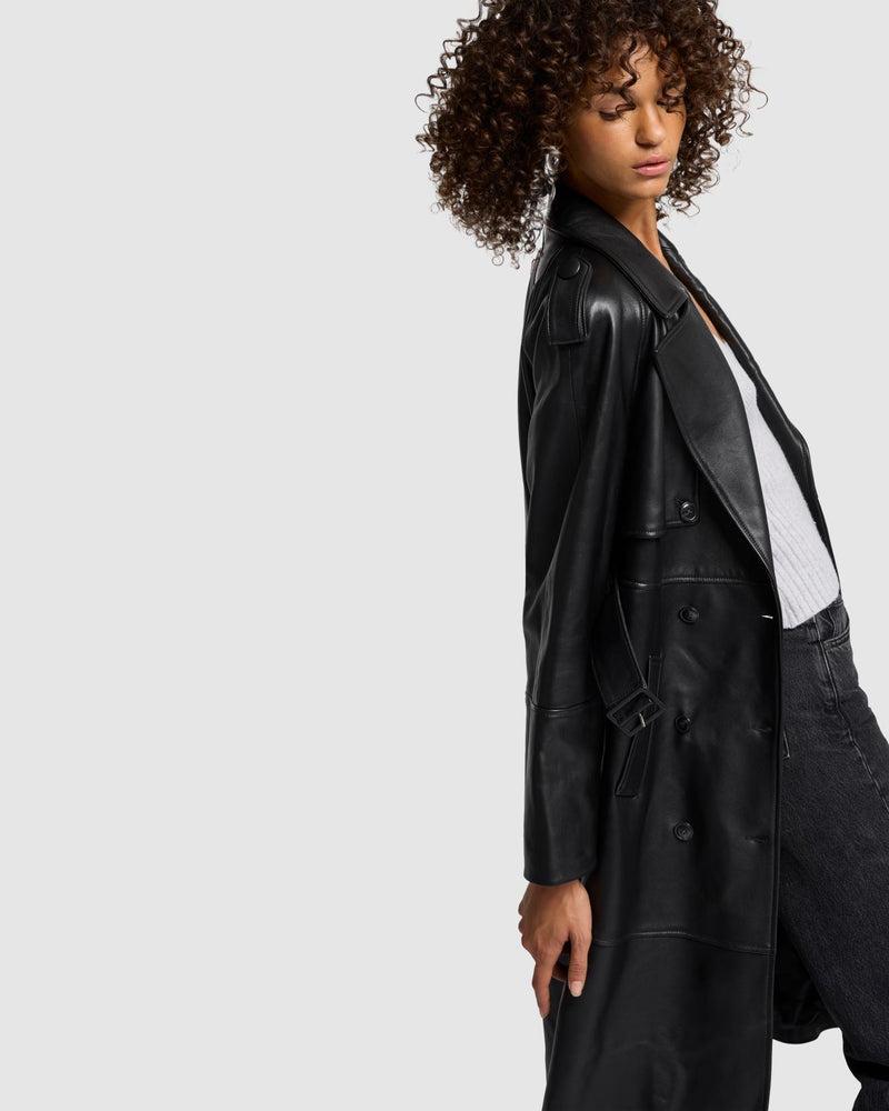 Italian Leather Trench Coat Product Image