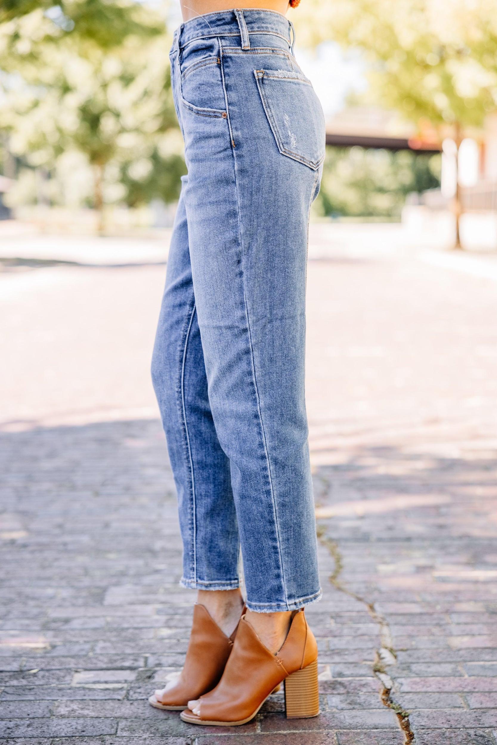 Walk On By Medium Wash Mom Jeans Female Product Image