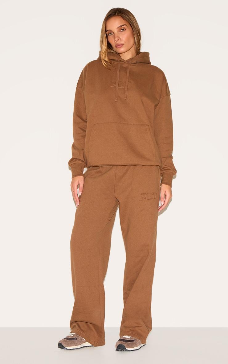 PRETTYLITTLETHING Taupe Premium Embossed Oversized Hoodie Product Image