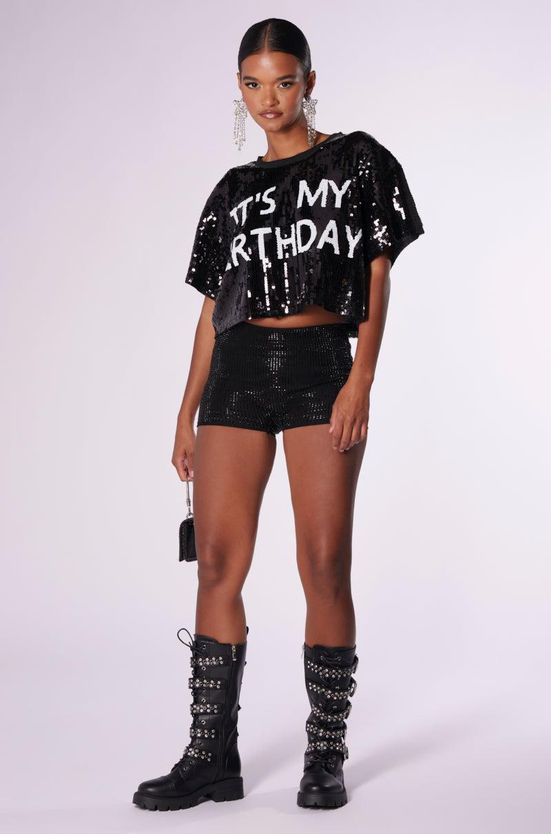 IT'S MY BIRTHDAY SEQUIN T-SHIRT Product Image