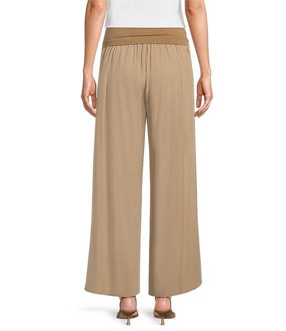 M Made in Italy Fold-Over Waistband Wide Leg Pull On Pants Product Image