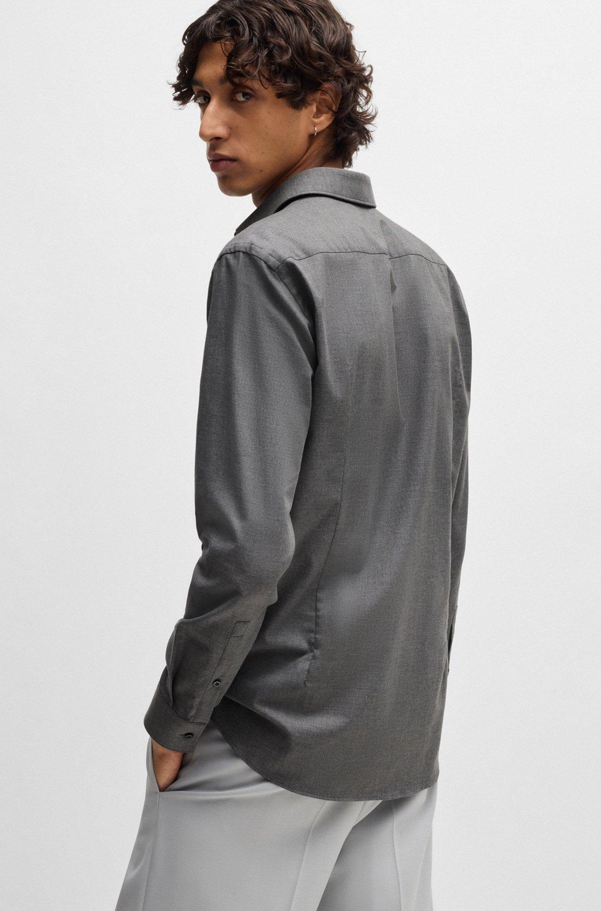 Slim-fit shirt in melange cotton Product Image