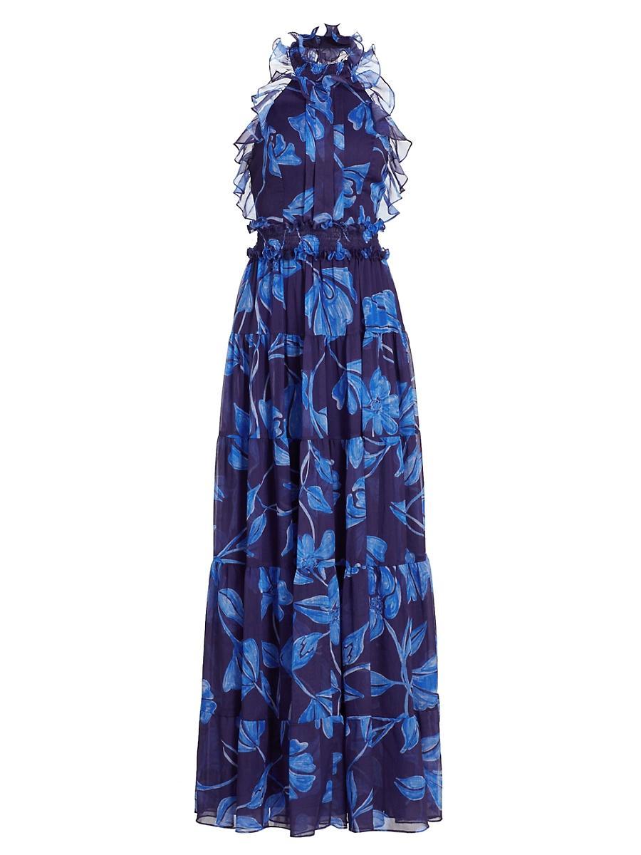 Womens Nightflower Ruffled Floral Maxi Dress Product Image