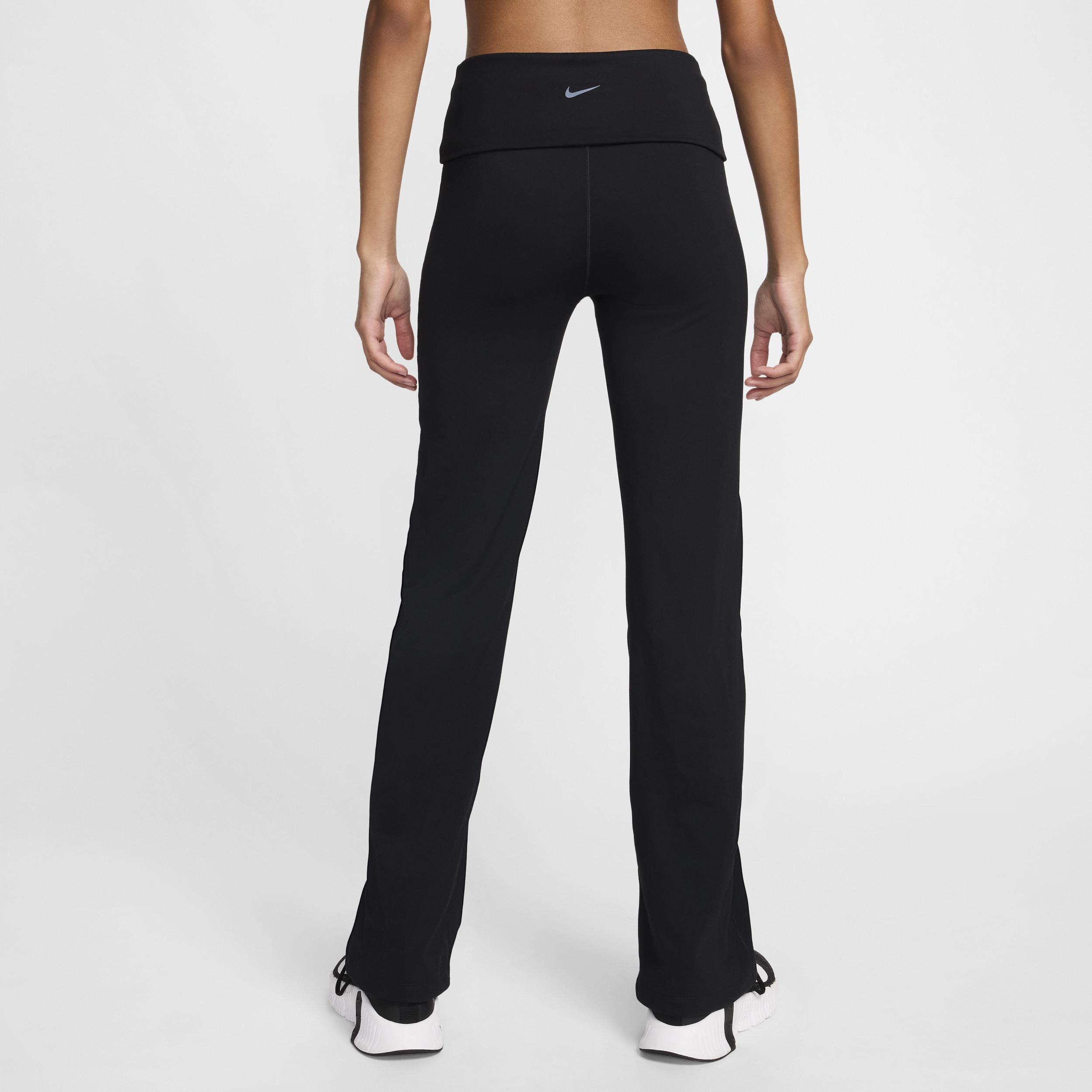 Women's Nike One High-Waisted Fold-Over Pants, Size: Large, Black Product Image