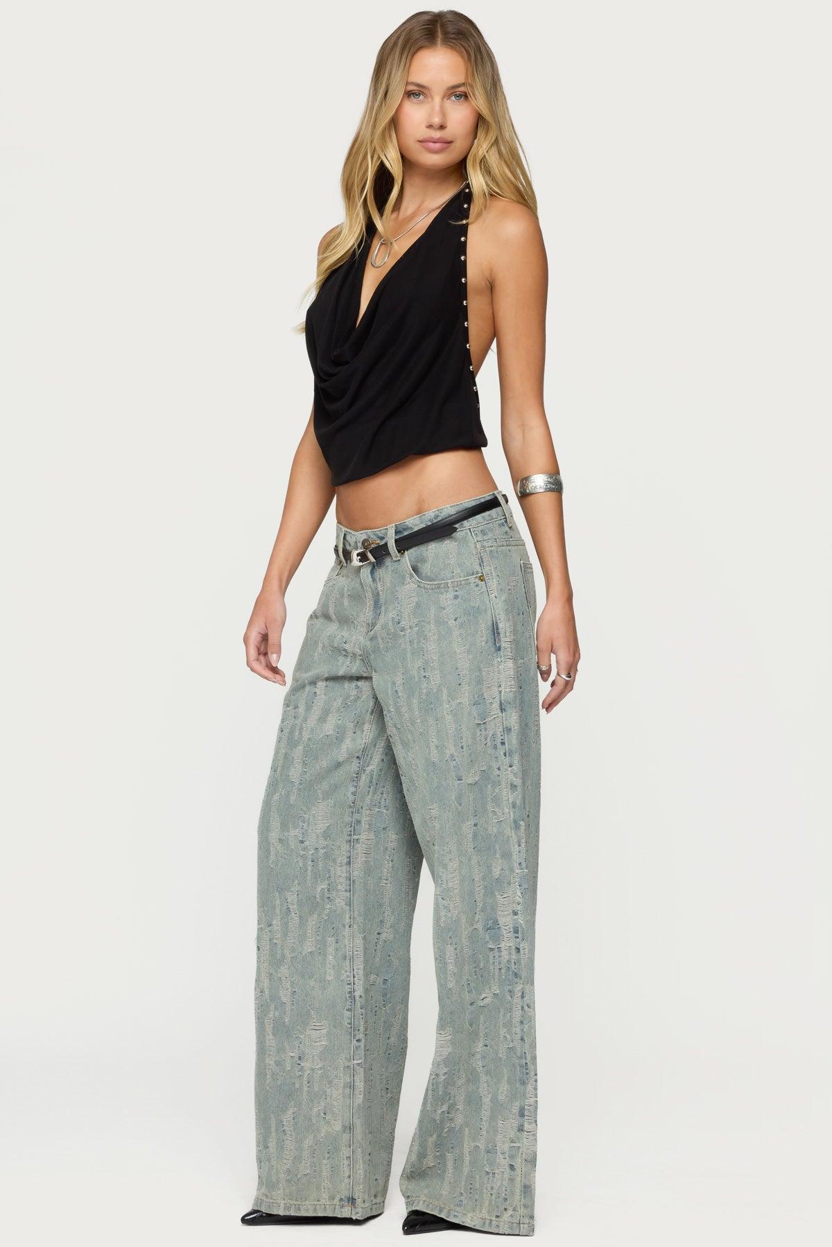 Blaze Distressed Low Rise Jeans Product Image
