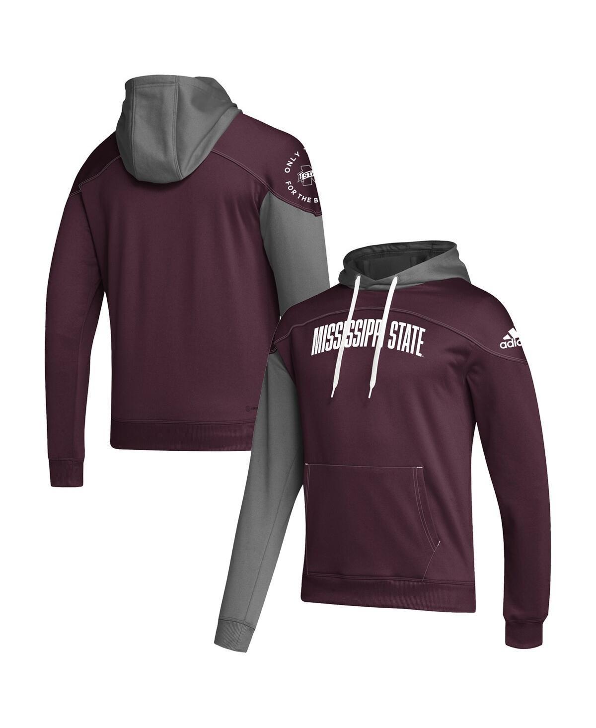 Men's adidas Maroon Mississippi State Bulldogs Block Stadium Pullover Hoodie, Size: XL, Mst Red Product Image