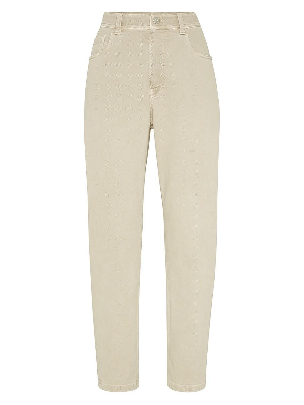 Womens Dyed Comfort Denim Baggy Tapered Trousers Product Image