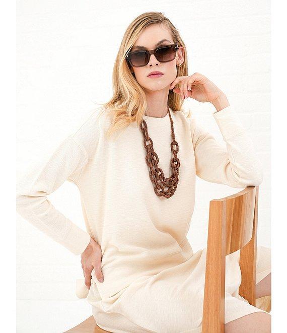 Le' AL.X Knit Crew Neck Short Cuffed Sleeve Midi T-Shirt Dress Product Image