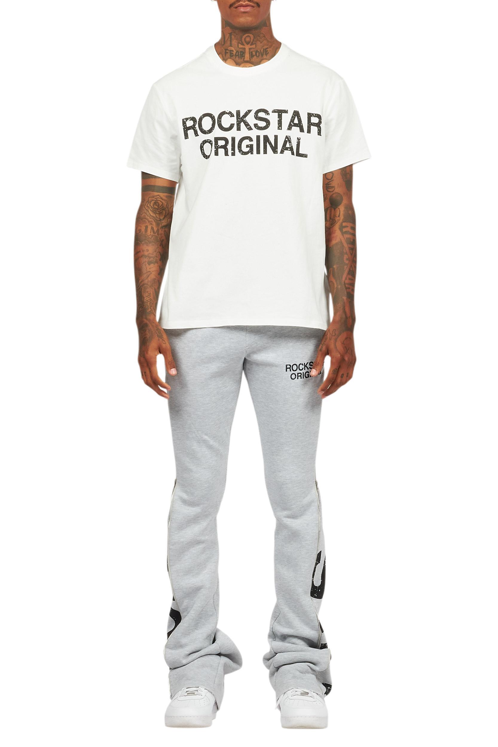 Deniska Heather Grey T-Shirt/Baggy Stacked Flare Track Set Male Product Image